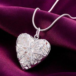 Silver Plated Heart Pendant Necklace